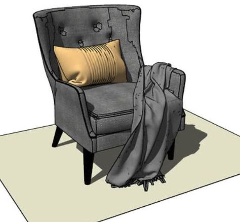 Sketch Model, Comfortable Armchair, Sketchup Model, Wing Chair, 3d Warehouse, Bedroom Chair, Single Sofa, Hotel Lobby, Throw Pillow Sets