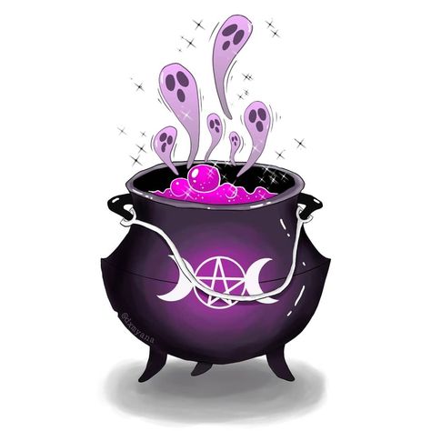 Witchy Gifs, Cauldron Drawing, Isometric Room, Helloween Wallpaper, Witch Drawing, Witch Tattoo, Witches Cauldron, Witchy Wallpaper, Halloween Tattoos