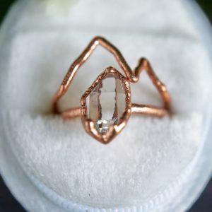 Unique Bridal Ring Sets Archives - Aura Muse Mountain Engagement Ring, Engagement Ring Raw, Crystal Engagement Ring, Crystal Engagement Rings, Mountain Ring, Herkimer Diamond Ring, Rose Gold Plated Ring, Diamond Ring Set, Nature Ring