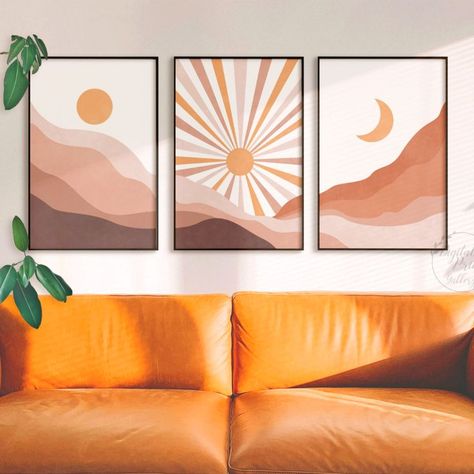 Three Canvas Painting, 4 Canvas Paintings, Multi Canvas Painting, Multiple Canvas Paintings, Horizontal Painting, Terracotta Wall Art, Boho Painting, Canvas For Beginners, Texture Painting On Canvas