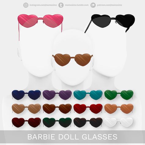 Sims 4 Heart Glasses, Sims 4 Cc Glasses On Head, Sims 4 Lovecore Cc, Sims 4 Cc Sunglasses On Head, Momo Barbie, Ts4 Cc Glasses, Glasses Cc Sims 4, Sims 4 Cc Head Accessories, Sims 4 Cc Heart