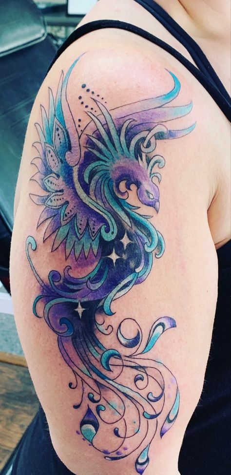 Gilded heart tattoo in Newberg Oregon. Phoenix Leg Tattoo For Women, Dragon Heart Tattoo, Phoenix Tattoo Women, Watercolor Phoenix Tattoo, Oregon Tattoo, Phoenix Tattoo Feminine, Lotus Tattoo Design, Gem Tattoo, Phoenix Tattoo Design