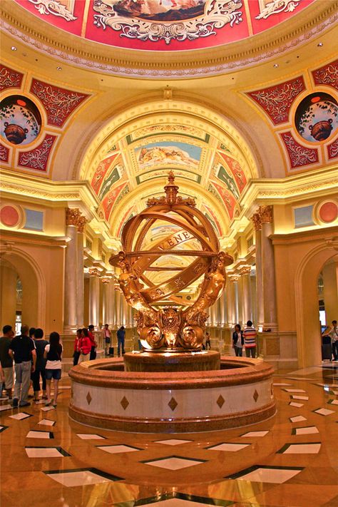 This is inside the main entrance in the Venetian casino in Macau. The casino is enormous, supposedly one of the largest structures on earth. Casino Entrance, Lobby Inspiration, Chinese Emperor, Las Vegas Photos, Make Money From Pinterest, Olympic Stadium, Luxury Penthouse, Casino Hotel, Golden Design