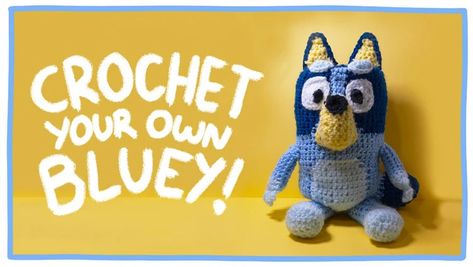 How To Crochet Bluey, Knitted Bluey Toy, Bluey Toy Sewing Pattern, Crocheted Bluey Characters, Bluey Bingo Crochet Pattern, Blue Crochet Pattern Free, Crochet Bluey Amigurumi Free Pattern, Blue Crochet Pattern, Crochet Bluey Amigurumi