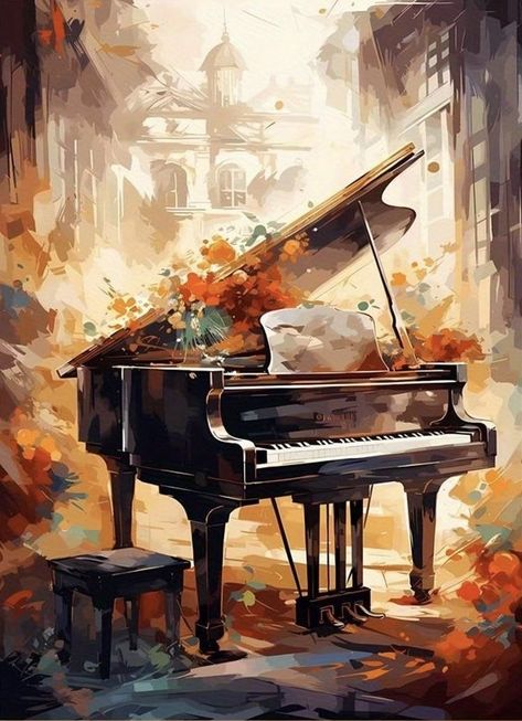 Piano Painting Ideas On Canvas, Aesthetic Piano Pictures, Piano Painting Ideas, Piano Photography, Piano Pictures, Ar Augmented Reality, Classical Sculpture, Art Deco Paintings, Piano Art