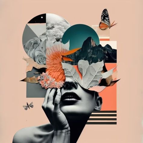 Collage Art Vectors, Photos and PSD files | Free Download Vintage Floral Aesthetic, Face Black And White, Surrealism Collage, Collage Landscape, Analog Collage, Face Collage, Conceptual Photo, Collage Portrait, Festival 2024