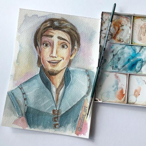 *sold*My favorite #Disney guy after Beast 😜, who’s yours? This #watercolor is listed in my Etsy, link in my bio or story🙌. #flynnrider #eugenefitzherbert #tangled #rapunzel #disneyfanart Tangled Watercolor, Tangled Room, Disney Canvas Art, Disney Canvas, Color Drawing Art, Flynn Rider, Tangled Rapunzel, Disney Princes, Disney Fan Art