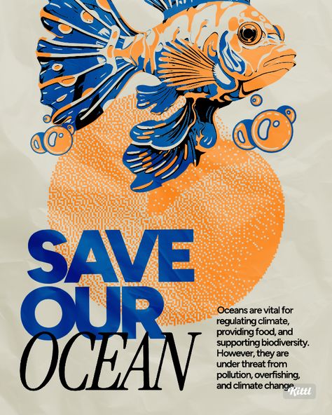 🌊 Save Our Ocean: A Call to Action 🌊  🐠 Join the Movement to Protect Our Oceans 🐠  Our oceans are more than just vast bodies of water; they are vital for regulating the climate, providing food, and supporting incredible biodiversity. However, these essential ecosystems are under threat from pollution, overfishing, and climate change. #SaveOurOcean #OceanConservation #ClimateChange #MarineBiodiversity  #EcoFriendly #SustainableLiving #EnvironmentalAwareness #OceanProtection #Kittl Aquarium Graphic Design, Ocean Pollution Poster, Ocean Pollution Art, Ocean Magazine, Environmental Posters, Print Awareness, Ocean Illustration, Research Poster, Ocean Pollution