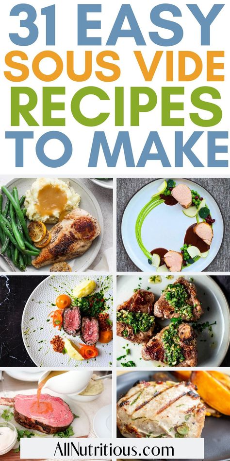 Discover the joy and simplicity of cooking dinner with our sous vide recipes. Let your home kitchen transform into a gourmet paradise with an array of meal ideas that will tantalize your taste buds. Combine the art of precision cooking with delicious food, and cap it off with mesmerizing dessert ideas that are sure to impress. Instant Pot Sous Vide Recipes, Sous Vide Meals, Sous Vide Steak, Alkaline Vegan, Gourmet Meals, Flat Iron Steak, Sous Vide Recipes, Food Inspired, Sous Vide Cooking