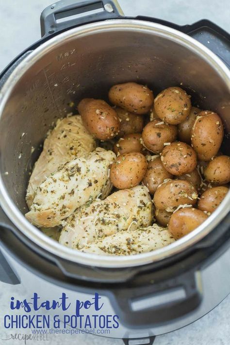 This Pesto Parmesan Instant Pot Chicken Breast and Potatoes is a healthy dinner recipe that is loaded with flavor and comes together in no time! Includes recipe video. #instantpot #pressurecooker #chicken #chickenbreast #healthy #recipe Chicken Breast And Potatoes, Instant Pot Chicken Breast, Vegan Steak, Pastas Recipes, Healthy Dinner Recipe, Chicken And Potatoes, Instant Pot Dinner Recipes, Healthy Crockpot, Pesto Chicken