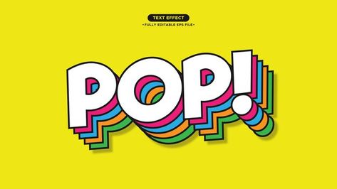 Vector pop art vector text effect with c... | Premium Vector #Freepik #vector Pop Art Text, Pop Art Vector, Art Text, Vector Pop, Text Effect, Text Art, Colorful Style, Text Effects, Colorful Fashion