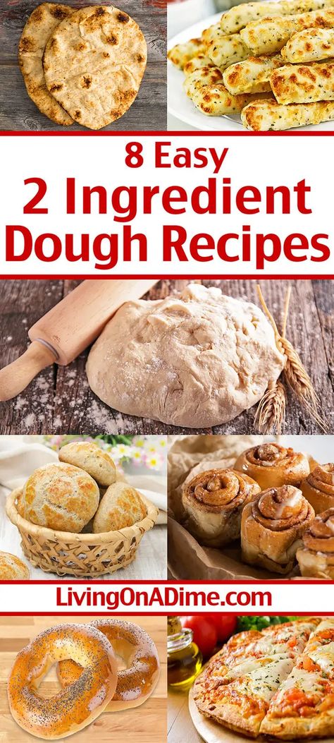 2 Ingredient Dough Recipes, Basic Dough Recipe, 2 Ingredient Pizza Dough, 2 Ingredient Dough, 2 Ingredient Desserts, Bagel Recipe Easy, Easy Dough, Easy Cinnamon Rolls Recipe, 2 Ingredient Recipes