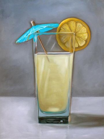 Lauren Pretorius | OIL | Fresh Summer Lemonade Lemonade Painting, Lauren Pretorius, Summer Lemonade, Blue Umbrella, Fresh Lemonade, Summer Painting, Drink Signs, Fresh Summer, Art Event