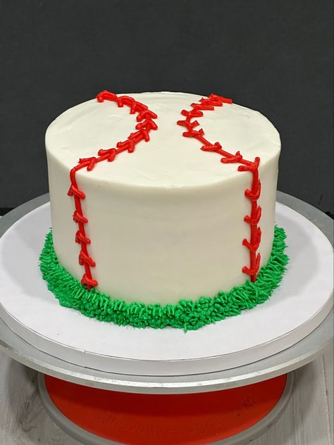 Birthday Cake Baseball Theme, Baseball Buttercream Cake, Half Baseball Cake, Baseball Smash Cake, Sheet Cake Baseball Theme, Baseball Cake Smash, Baseball Themed Cookie Cake, Boys Cake, Baseball Cake