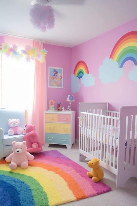 Rainbow Room Kids, Girly Nursery, Rainbow Bedroom, Unicorn Room Decor, Rainbow House, Colorful Kids Room, Girl Nursery Room, Baby Boy Room Nursery, Rainbow Room