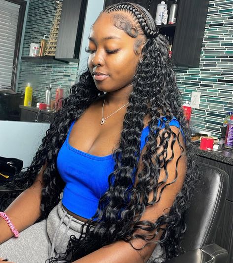 Curly Hair Half Up Half Down, Box Braid Hair, 2 Braids, Icy Girl, Edges Hair, Girl Braids, Hair Idea, Protective Hairstyles Braids, Pretty Braided Hairstyles