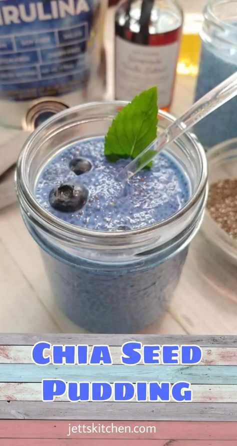 Blue Spirulina Coconut Chia Seed Pudding - Jett's Kitchen Chia Seed Pudding Parfait, Spirulina Recipes, Homemade Soy Milk, Coconut Chia Seed, Coconut Chia Seed Pudding, Chia Benefits, Chia Seed Recipes Pudding, Pudding Parfait, Coconut Chia Pudding