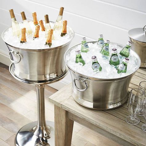 Champagne Display, Backyard Event, Beautiful Settings, Tub Sizes, Mimosa Recipe, Decoration Restaurant, Beverage Tub, Steel Tub, Serveware Entertaining