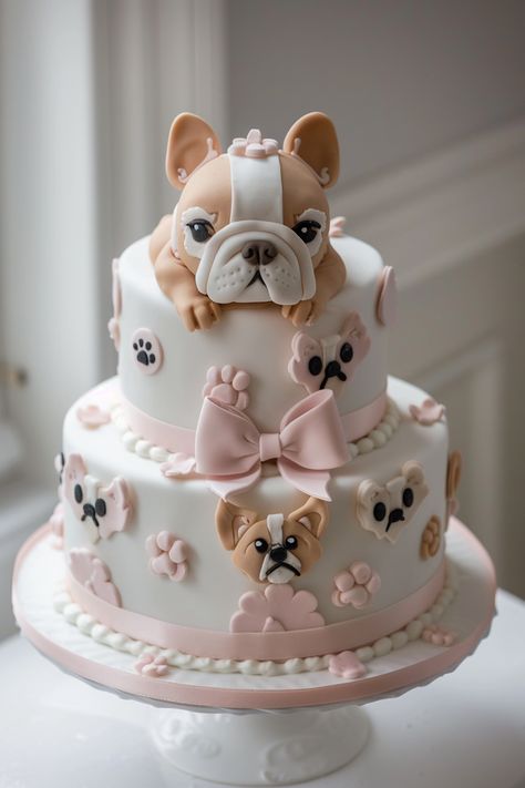 Adorable French Bulldog Cake Ideas for Your Pup's Big Day! Bulldog Cake Ideas, Bulldog Birthday Cake, French Bulldog Cake, French Bulldog Birthday, Pug Party, Bulldog Birthday, Pug Cake, Bulldog Cake, White Bulldog