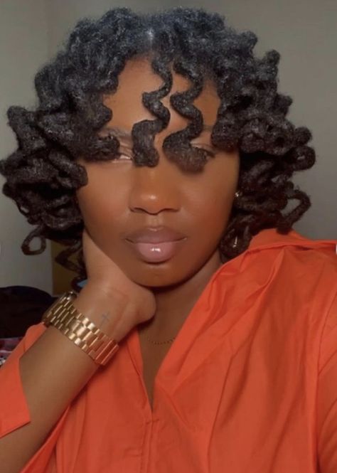 Curls On Thick Locs, Loc Styles Medium Curls, Curly Locs Black Women Styles, Perm Rods Locs, Locs Hairstyles For Graduation, Loc Rod Set, Perm Rod Loc Styles, Professional Loc Hairstyles, Short Loc Curls