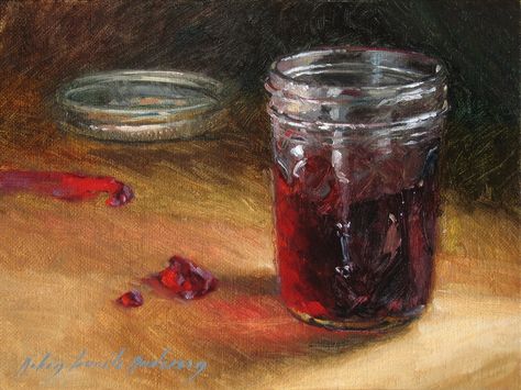 Painting - Robin Anderson Fine Art - http://www.robinandersonfineart.com/index.html Jam Jar Painting, Pomegranate Jam, Art Pomegranate, Jar Of Jam, Birthday Painting, Still Lifes, Painted Jars, Jam Jar, Friends Are Like