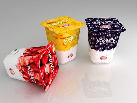 Yoghurt Packaging Design, Yoghurt Packaging, Dairy Products Packaging Design, Yogurt Packaging, Yogurt Drink, Cream Packaging, Ice Cream Packaging, Yogurt Bark, Milk Packaging