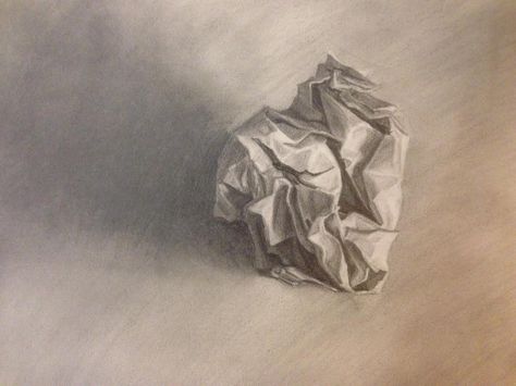 Study of Crumpled Paper, Graphite on paper by Dawna Chung Ripping Through Paper Drawing, Crumbled Paper Drawing, Crumpled Paper Sketch, Crumpled Paper Drawing, Crumpled Paper Photography, Crumble Paper, Toned Grey Paper Drawings, Drawing Room Interior Design, Giclee Abstract