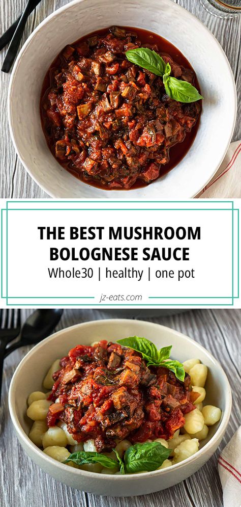 Mushroom Bolognese Sauce, Whole 30 Vegetarian, Vegetarian Bolognese, Homemade Bolognese Sauce, Mushroom Bolognese, Bolognese Sauce Recipe, Vegan Bolognese, Whole30 Dinners, Bolognese Recipe