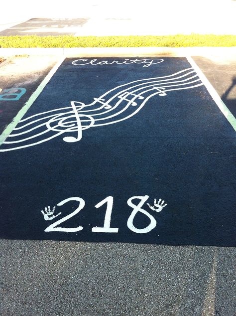 Senior parking spot 2015!!! Music Themed Senior Parking Spot, Senior Parking Space Ideas Music, Music Parking Spot Ideas, Senior Parking Spaces Music, Music Senior Parking Spots, Senior Parking Space Ideas For Boys, Cute Senior Parking Spot Ideas, Senior Spots, Senior Events