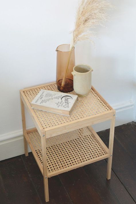 rattan bedside table IKEA hack Rattan Bedside Table, Bedside Table Ikea, Koti Diy, Bilik Idaman, Hack Ikea, Table Ikea, Прикроватные Тумбочки, Hemma Diy, Diy Casa