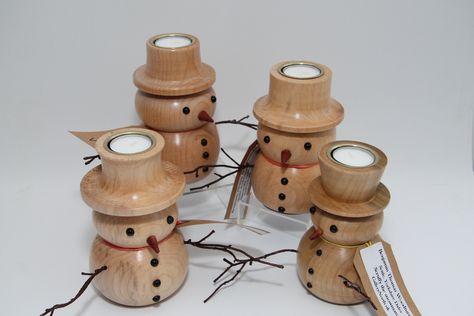 Pen Turning Projects, Turned Candle Holders, Wood Tea Light Holder, Woodturning Ideas, Christmas Trimmings, Snowman Candle, Candle Lamps, Wood Peg Dolls, Turning Projects