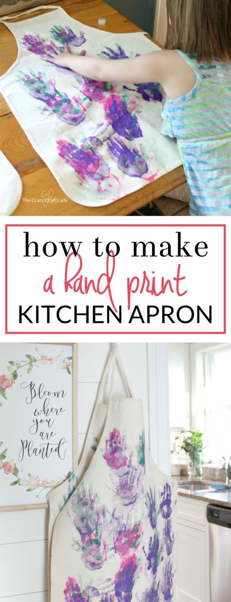 Make a personalized kids apron with your "kitchen helpers". They will love customizing their own aprons with hand prints and paint! #OurCaringHands #SoftsoapTouch #ad Aprons For Grandma Hand Prints, Diy Apron For Grandma, Finger Print Apron, Diy Apron Decorating Ideas, Kids Apron Decorating, Apron Painting Ideas, Handprint Apron, Kids Apron Craft, Target Party