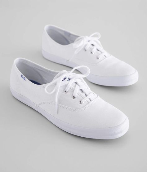 Keds® Champion Original Shoe - Women's Shoes in White | Buckle White Keds Shoes, Comfy White Shoes, Keds Shoes Outfit Casual, White Canvas Shoes Outfit, White Keds Outfit, Keds Shoes Outfit, Keds Shoes Women, Flat White Shoes, Keds White Sneakers