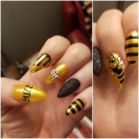 Georgia Tech Nails Tech Nails, Georgia Tech, Hornet, Georgia, Bee, Nail Art, Nails, Beauty, Quick Saves