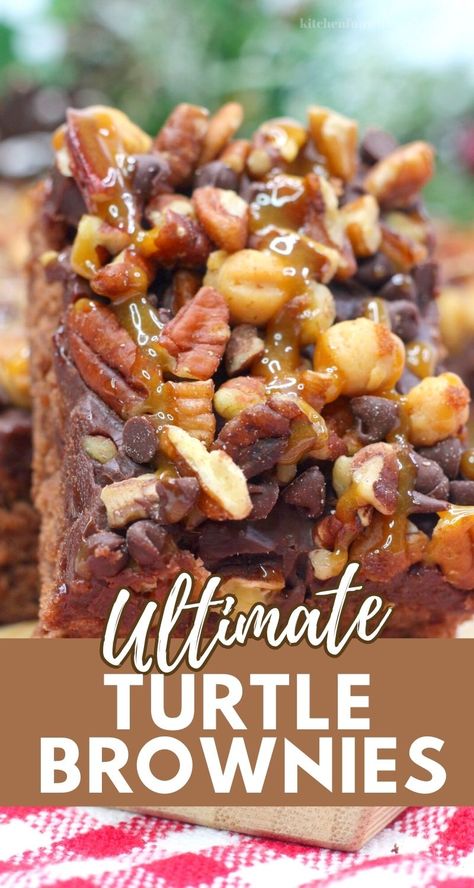 Turtle Brownies Recipe, Best Brownie Recipes, Brownies With Caramel, Turtle Brownie, Chocolate Raspberry Brownies, Brownie Desserts Recipes, Turtle Brownies, Best Brownie Recipe, Brownies Recipe Homemade