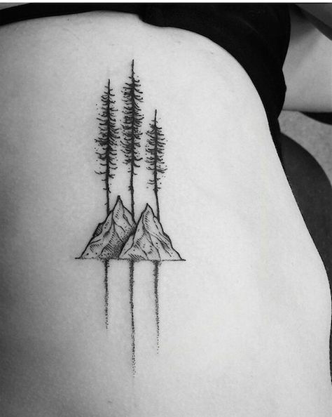 Tattoo Mountain, Mountains Tattoo, Tatuagem Masculina Pequena, Tattoo Tree, Hiking Tattoo, Sibling Tattoos, 4 Tattoo, Tattoos Geometric, Mountain Tattoo