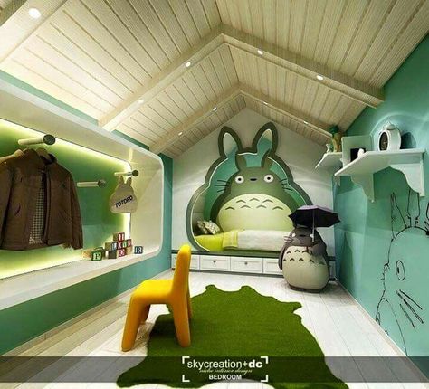 Totoro Room Decor, Totoro Room, Totoro Bedroom, Anime Nursery, Ghibli Nursery, Ghibli Toys, Totoro Nursery, Studio Ghibli Party, Dream Rooms