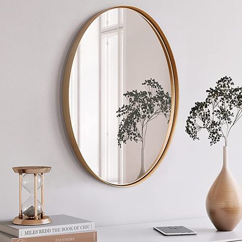 Mirror For Vanity, Vanity Living Room, Gold Vanity Mirror, Wall Mirror Bathroom, Horizontal Mirrors, Large Wall Mirror, Circular Mirror, Oval Wall Mirror, Mirror Wall Bathroom