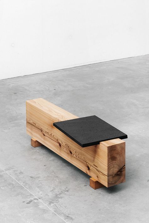 studio sebastian marbacher — Beam Bench Beam Bench, Osb Furniture, Metal And Wood Bench, Wood And Metal Shelves, Estilo Japandi, Big Timber, Carpentry And Joinery, Craftsman Furniture, Tool Storage Diy