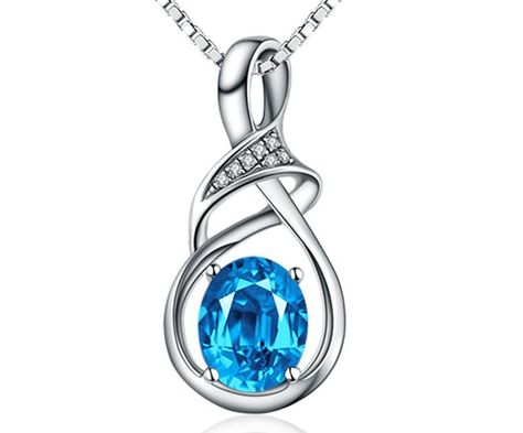 18k White Gold-plated Sterling Silver and Swiss Blue Topaz pendant necklace Oval Bangle, Blue Topaz Pendant Necklace, Jewelry Designing, Amethyst Necklace Pendant, Gemstone Pendant Necklace, Blue Topaz Pendant, Topaz Pendant, Gemstone Necklace Pendant, Sterling Silver Necklace Pendants