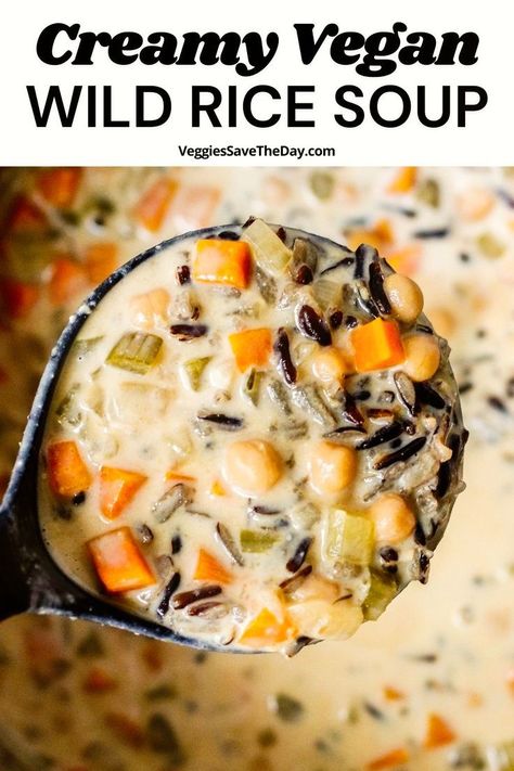 Easy to make in an Instant Pot or on the stove, creamy vegan wild rice soup with beans is inspired by the Minnesota classic. This whole food plant based recipe has over 100 5-star ratings and is a reader favorite! Save this pin and follow for more delicious vegan recipes! Yummy Quick Recipes, Vegan Wild Rice Soup, Vegan Wild Rice, Soup With Beans, Instant Pot Veggies, Creamy Wild Rice Soup, Vegan Winter Recipes, Beans And Legumes, Legumes Recipes