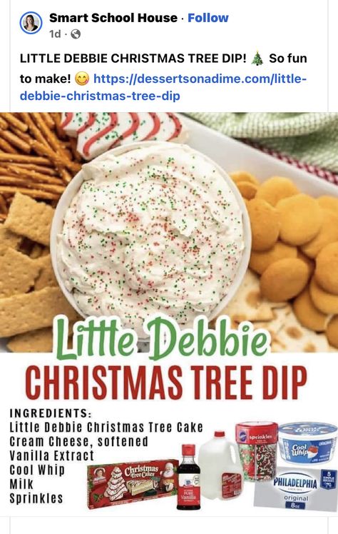 Christmas Tree Dip, Little Debbie Christmas Tree, Christmas Baking Recipes, Cup Of Milk, Little Debbie, Cake Cream, Sweet Dips, Christmas Candy Recipes, Holiday Eating