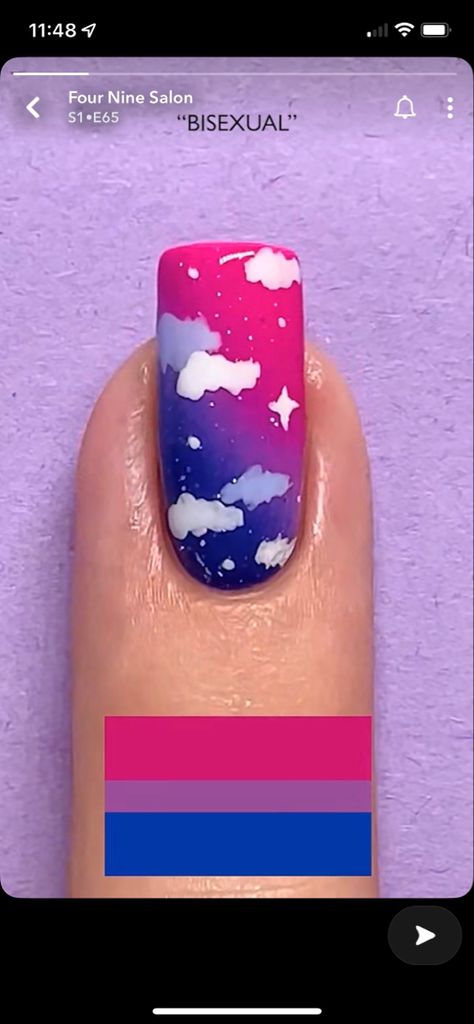 Nail Designs For Middle School, Nonbinary Flag Nails, Bi Nails Designs, Bisexual Nail Designs, Lgbt Nails Designs, Pride Nails Bisexual, Bisexual Flag Nails, Bi Nail Ideas, Trans Flag Nails