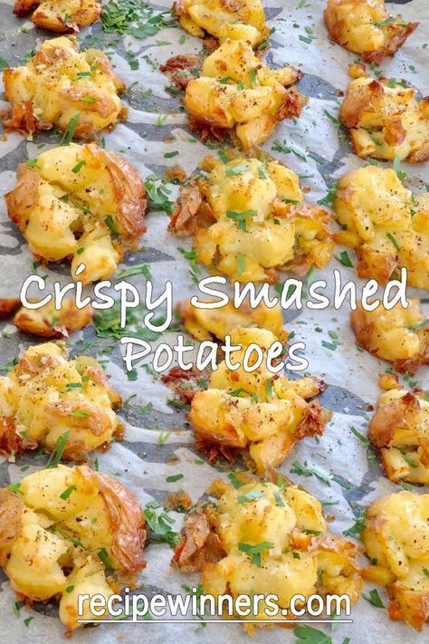 بط�اطس مهروسة, Cook Potatoes, Smashed Potatoes Recipe, Crispy Smashed Potatoes, Potato Recipes Side Dishes, Smashed Potatoes, Potato Side Dishes, How To Cook Potatoes, Potato Dishes