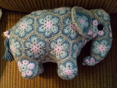 Ravelry: cablerivercrochet's Ellie the African Flower Elephant Free Crochet African Flower Animals, African Flower Stuffed Animals, African Flower Elephant Pattern Free, African Flower Elephant, Crochet Elephant Pattern Free, African Flower Crochet Animals, African Flower Crochet, Flower Elephant, Crochet African Flowers