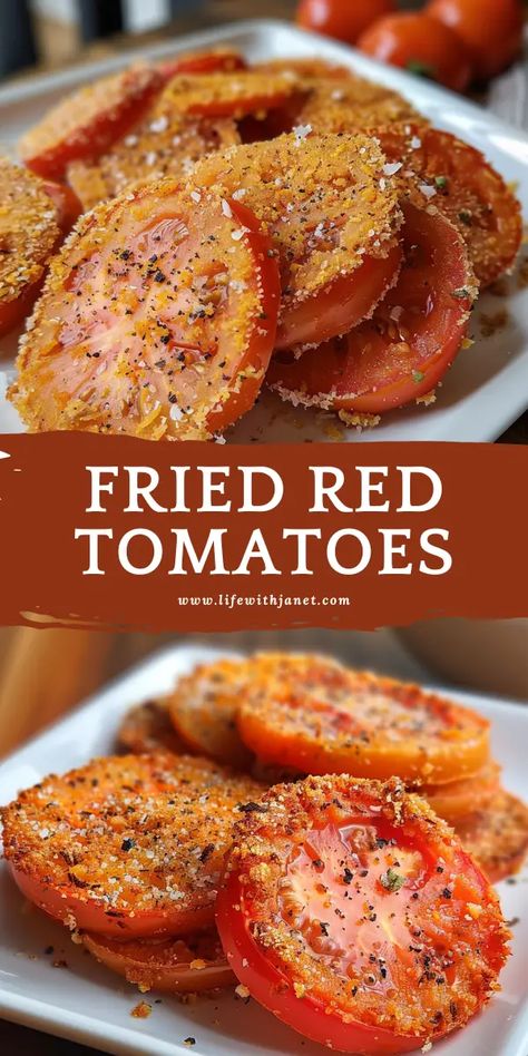 Fried Red Tomatoes Ripe Tomatoes Recipes, Ways To Eat Tomatoes, Pan Fried Tomatoes, What To Do With A Bunch Of Tomatoes, Red Tomato Recipes, Sauteed Tomatoes Recipes, Compari Tomatoes Recipes, Breaded Tomatoes Old Fashion, Fried Tomatoes Red