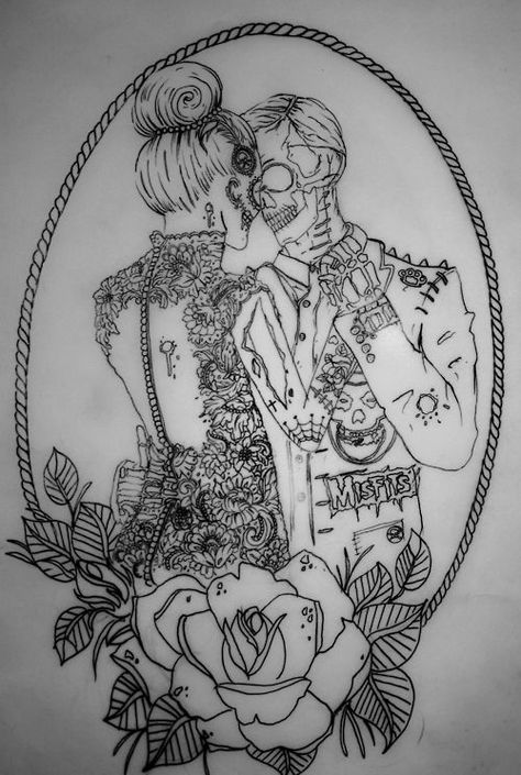 zombie tattoo. How cute would this be as a huge peice with my hubbys suit and my dress from the wedding. Hase Tattoos, Zombie Tattoos, Lower Leg Tattoos, Punk Tattoo, Skeleton Love, Kunst Tattoos, Skeleton Tattoos, Skull Tattoos, Skin Art