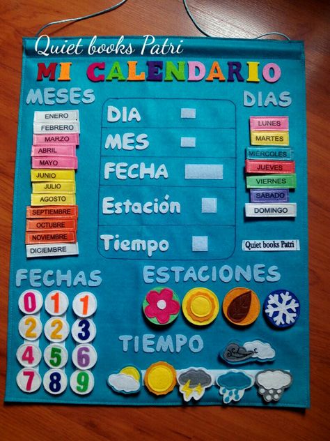 Calendario asamblea infantil Classroom Calendar, Kids Calendar, Toddler Learning Activities, Preschool Learning Activities, Homeschool Preschool, Preschool Art, Preschool Learning, Kindergarten Activities, Quiet Book