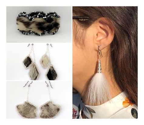 Rabbit Fur Earrings, Fur Earrings, Polar Bear Fur, Native Crafts, Earrings Patterns, Nativity Crafts, Beaded Earrings Patterns, Earring Patterns, Bead Earrings