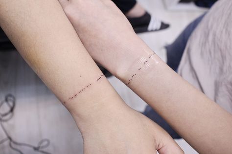 150+ Mind Blowing Morse Code Tattoos (2023) - TattoosBoyGirl Matching Tattoo Couple, Morse Code Tattoos, Tattoo Ideas For Couples Unique, Tattoo Ideas With Deep Meaning, Unique Tattoo Ideas For Men, Unique Tattoo Ideas For Women, Tattoo Ideas For Women Unique, Couple Wrist Tattoos, Code Tattoo